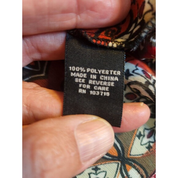 Zac‎ & Rachel Sheer Red/Black  Blouse w/ Pockets Top 3/4 Sleeve Button Down Top. - Picture 6 of 9